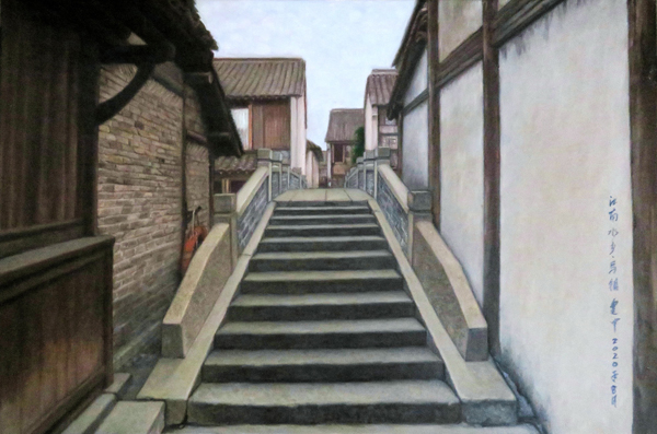 梁建中油画作品《江南水乡-乌镇风景三》规格：60cmx40cm.jpg