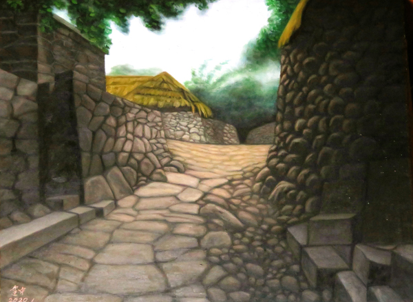 梁建中油画作品《老石屋》规格：80cmx60cm.jpg